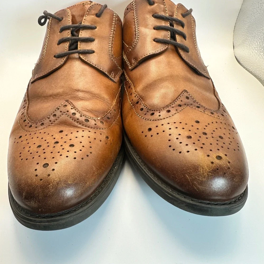 Florsheim‎ Wingtip Oxford Mens 11 Tan Leather Brogue Comfortech Dress Shoes